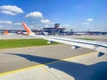 Airport scene, Aeroflot airplane, Moscow Sheremetyevo airport Royalty Free Stock Photo