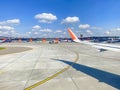 Airport scene, Aeroflot airplane, Moscow Sheremetyevo airport Royalty Free Stock Photo