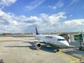 Airport scene, Lufthansa airplane, Frankfurt