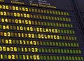 Airport schedule signboard delayed flight Royalty Free Stock Photo