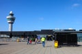 Airport Schiphol international airport. Observation deck for visitors overlooking the airfield.