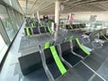 Airport seats during Covid 19 pandemic. Social distancing