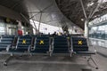 Airport seats with a sign are prohibited. Vnukoko, Moskow: Russia - 04.30.2021