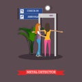 Airport security checkpoint concept design element in flat style. Royalty Free Stock Photo