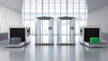 Airport security checkpoint with security gates and scanner machine Royalty Free Stock Photo