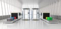 Airport security checkpoint with security gates and scanner machine Royalty Free Stock Photo