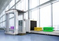 Airport security checkpoint with security gates and scanner machine Royalty Free Stock Photo