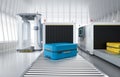 Airport security checkpoint with security gates and scanner machine Royalty Free Stock Photo