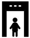airport security scanner icon. security gate sign. human xray scan and terminal gate secure symbol. flat style