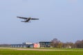 Airport seppe breda with a stunt airplane taking off, Bosschenhoofd, north Brabant, the netherlands, March 30, 2019 Royalty Free Stock Photo