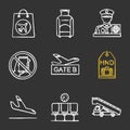 Airport service chalk icons set