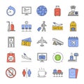 Airport service color icons set