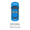 Airport Service Sedan Top View Flat Vector Icon