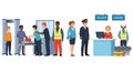 Airport Security and Check-in Process Illustration Royalty Free Stock Photo