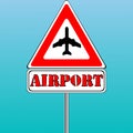 Airport sign and blue sky background