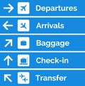 Airport sign departure arrival travel icon. Vector airport board airline sign, gate flight information