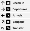 Airport sign departure arrival travel icon. Vector airport board airline sign, gate flight information