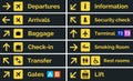 Airport sign departure arrival travel icon. Vector airport board airline sign, gate flight information