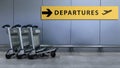 Airport Sign for Departures Terminal Directory inside the Building. Travel and Transportation Concept Royalty Free Stock Photo