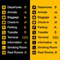 Airport Sign Set. Departure and Arrival Icons. Vector