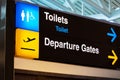 Airport sign for toilet and departure gates Royalty Free Stock Photo