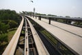 Airport Skytrain with Bird Royalty Free Stock Photo