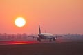 Airport at the sunset Royalty Free Stock Photo