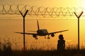 Airport at the sunset Royalty Free Stock Photo