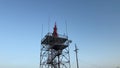 Airport surveillance radar, ASR, a radar system used at airports. A bright blue sky background