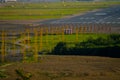 An Airport tarmac with taxiways. Runway signs and markings. Approach lights Royalty Free Stock Photo