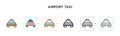 Airport taxi vector icon in 6 different modern styles. Black, two colored airport taxi icons designed in filled, outline, line and Royalty Free Stock Photo