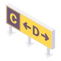 Airport taxiway sign isometric. 3d illustration isolated on white