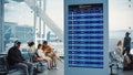 Airport Terminal: Arrival, Departure Information Display Showing all the Useful Flight Data For Tr Royalty Free Stock Photo