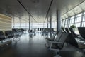 Airport terminal with empty chairs for waiting departure. Royalty Free Stock Photo