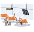 Airport Terminal Gate Crowd Waiting Illustration. Travel, Departure, People, Boarding, Flight, Terminal, Vacation, Transit