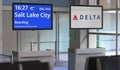 Airport departure area, scheduled flight to Salt lake city from Orlando, editorial 3d rendering