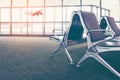 Airport terminal interior with empty seats, Royalty Free Stock Photo