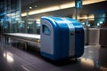 Airport Terminal: Metal Detector Scanning for Security with Vacant Control Luggage Scanner. AI Royalty Free Stock Photo