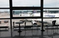 Airport terminal and view of flight departure