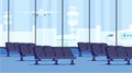 Airport terminal waiting room flat illustration. Vector design element.