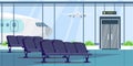 Airport terminal waiting room flat illustration. Vector design element.