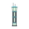 Airport tower icon, flat style