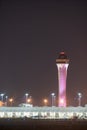 Airport Tower Miami International MIA at night Royalty Free Stock Photo