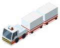 Airport tractor icon. Baggage transport. Isometric vehicle