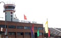airport traffic control tower in airport. Tribhuvan international airport is only one international airport in nepal.