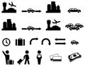 Airport transfer icon set