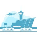 Airport transfer icon, taxi service from airport terminal, airport building