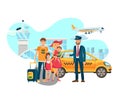 Airport Transfer, Shuttle Services Flat Vector