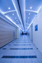 Airport tunnel in blue