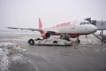 Air Berlin Plane at Nuremberg Airport under Heary Snow, Germany Royalty Free Stock Photo